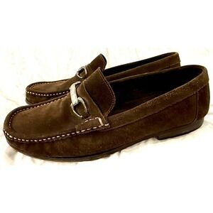 Bruno Magli Mens Brown Suede Bit Loafers Toe Dress Shoes Size 10 Made in Italy